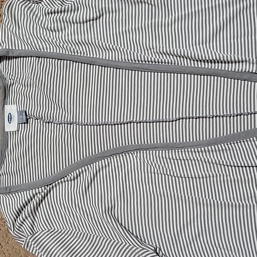 Old Navy Gray White Striped Open Front Shrug Drape Cardigan Large Lightweight